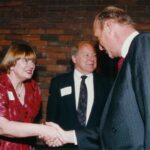 Inez meeting King Harald of Norway during his 1995 visit to Norway